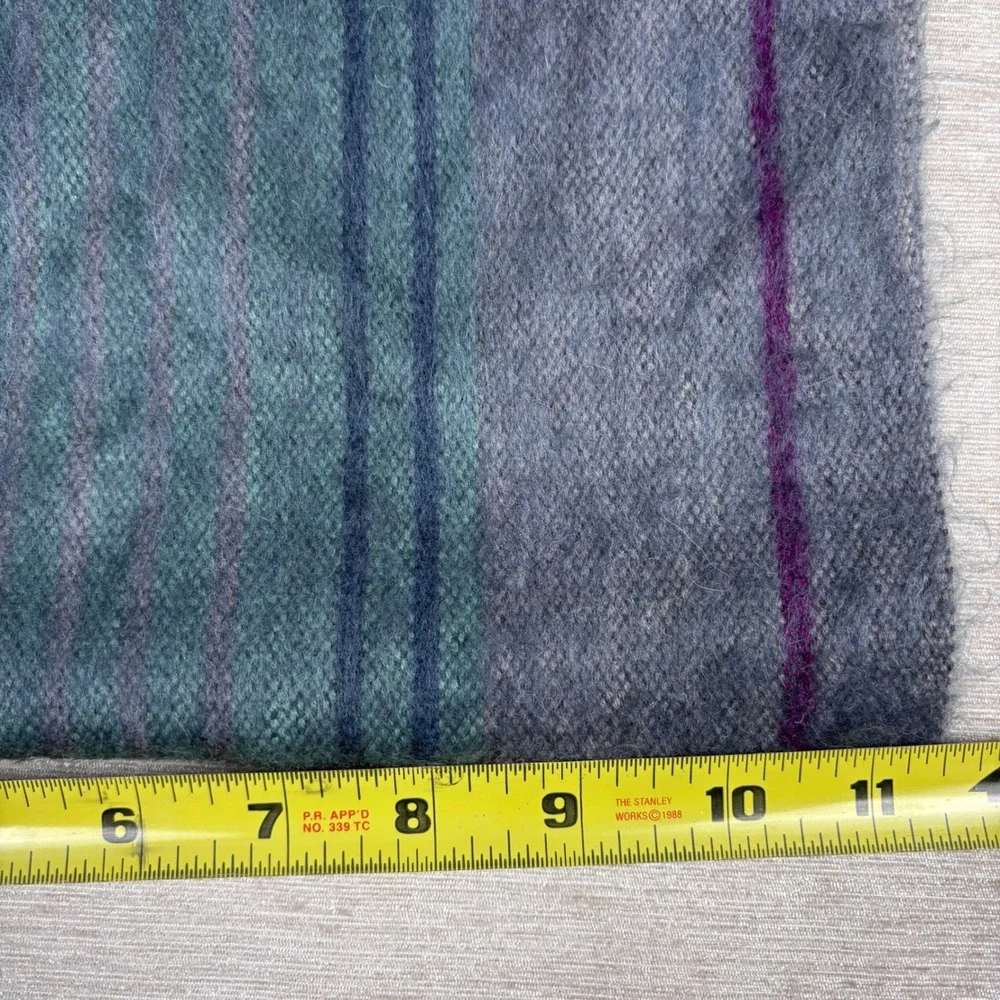 Una Alla Colta Alpaca Blend Scarf Gray Green Blue Unisex Fringe 40